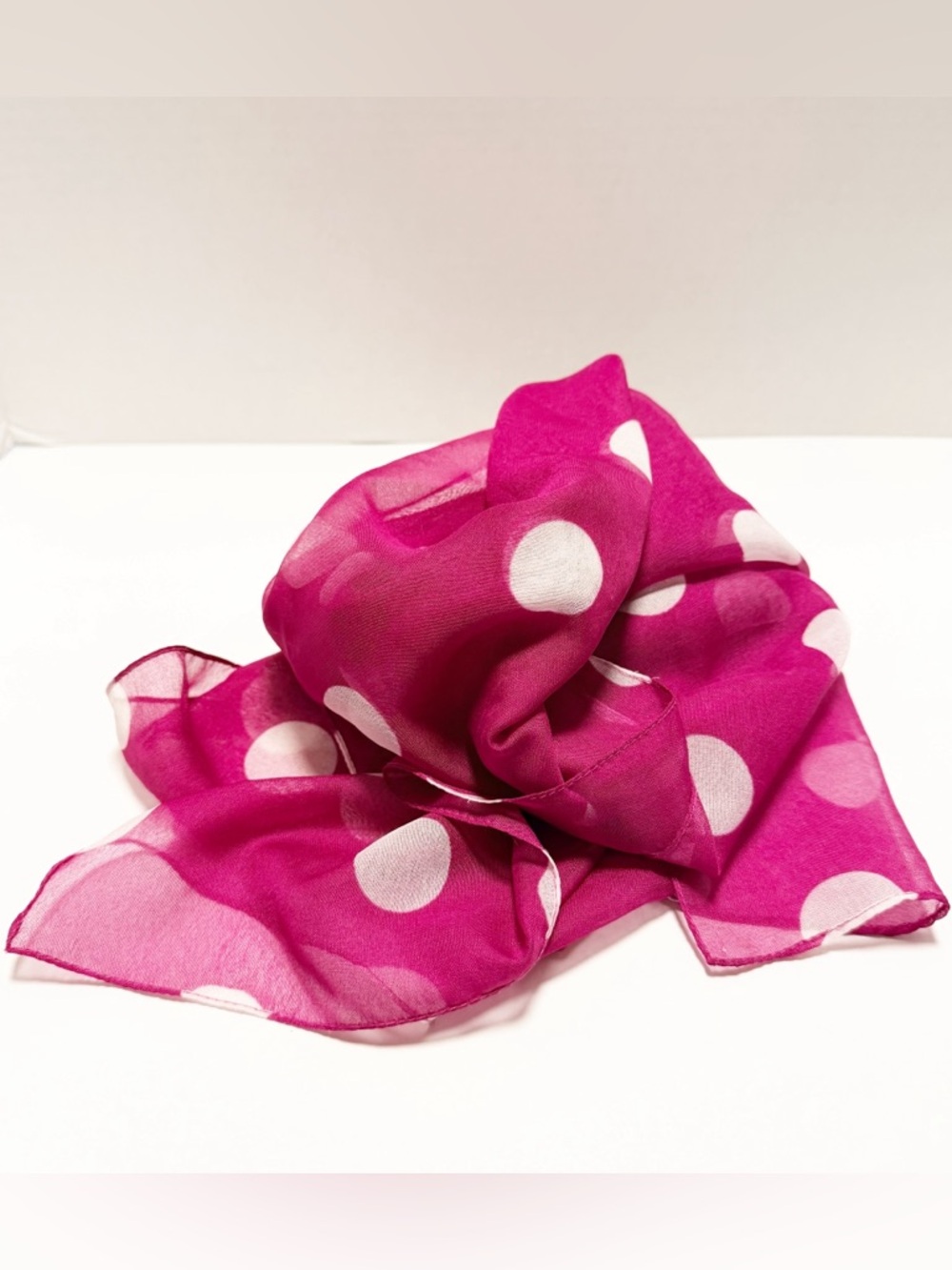 Fuscia with White Polka Dot Lightweight Scarf